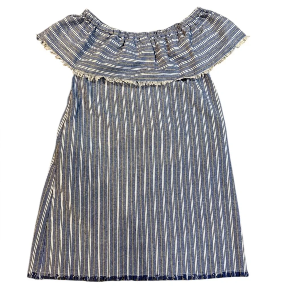 Ethereal by Francesca’s Off-Shoulder Chambray Stripe‎ Dress | Small